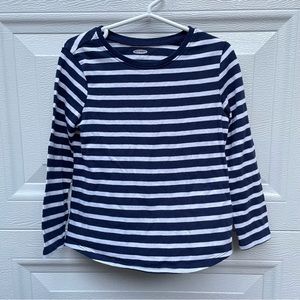 5T far navy blue and white striped long sleeve top tee T-shirt girls old navy